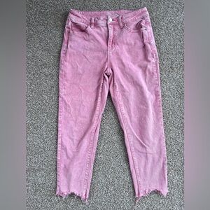 Time and Tru Stylish Pink Women's Distressed Mid Rise Jeans